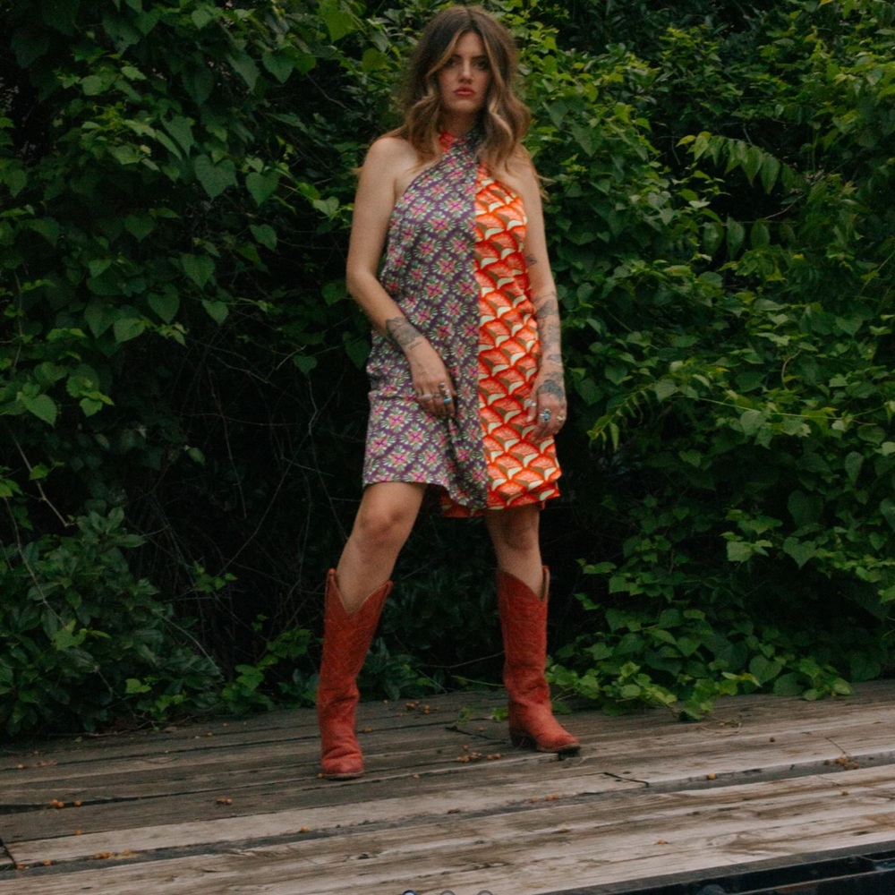 Woman-owned hand drawn Lane Split Tie Cross Dress - Picture 11 of 11